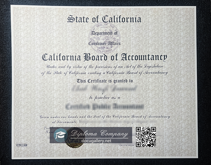 California Board of Accountancy Certificate