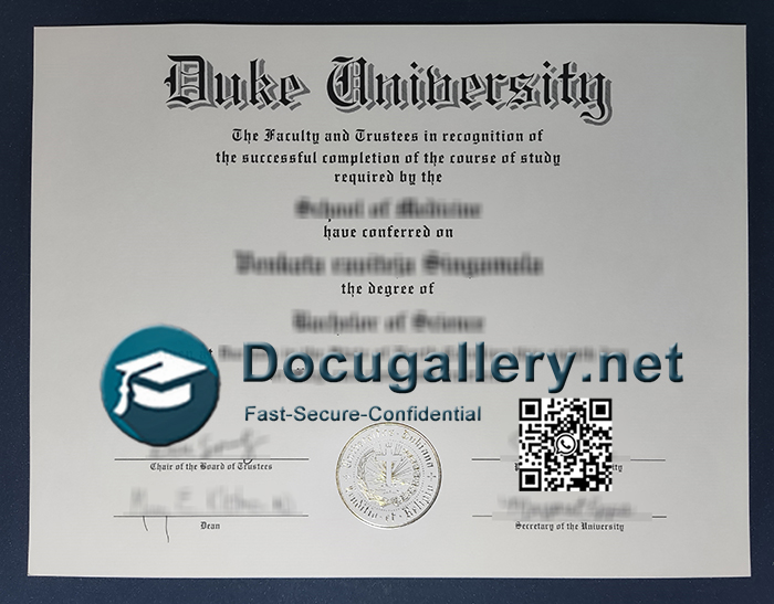 Duke University diploma